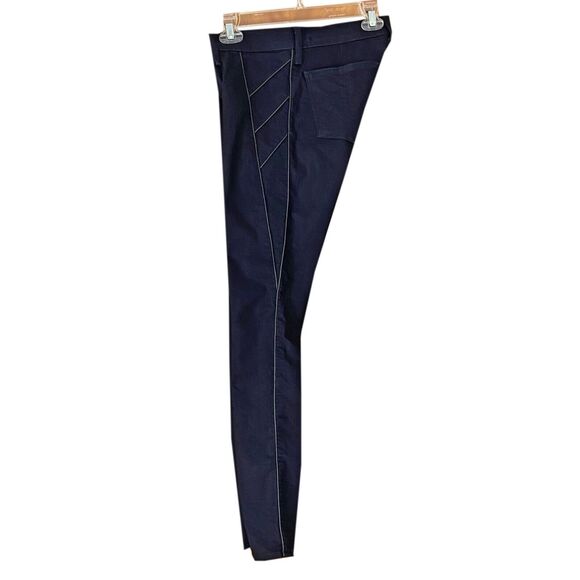 Rag & Bone The Trench Skinny Jeans Size 27 Midnight Blue/Black Lamb Leather Trim - Picture 4 of 8